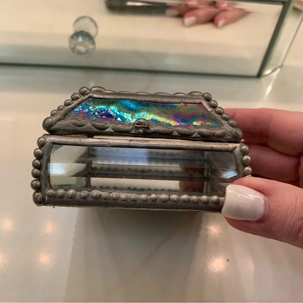 Handmade Iridescent Stained Glass Jewelry Box